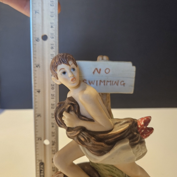 1990 NORMAN ROCKWELL FIGURINE GROSSMAN NO SWIMMING BOY DOG 5" TALL Americana - Picture 7 of 8
